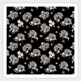 Vintage Japanese Camellia Garden Black and White Sticker